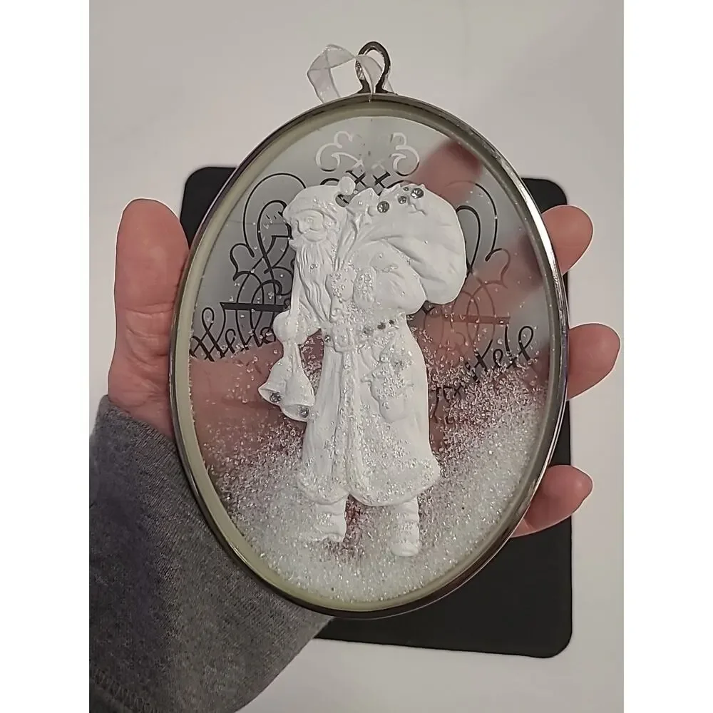 Hallmark Keepsake Ornament St Nicholas Rare Glass Moveable Snow White Silver